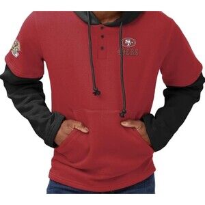 San Francisco 49ers XL Men’s standard Drop Tail short sleeve button up hoodie